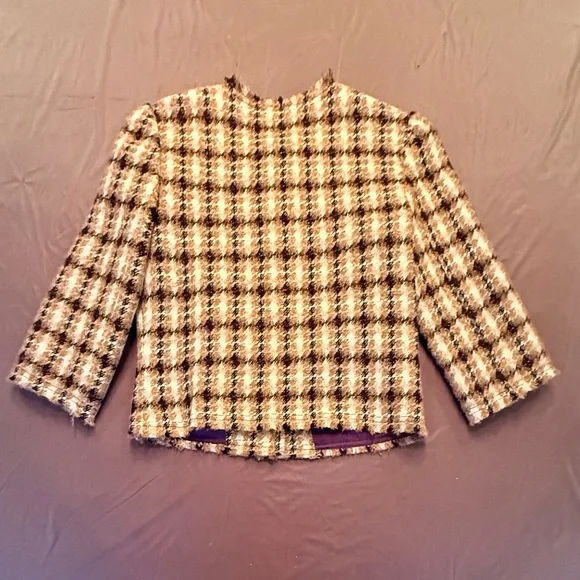 Trina Turk Gold Metallic Tweed 3/4 Sleeve Jacket w/ Gold Hardware Size 8/M $398 - Picture 9 of 10